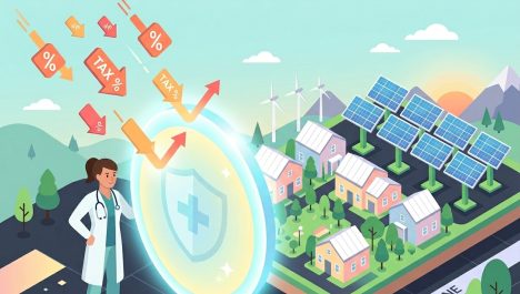 Medical professional utilizing a protective shield from Citadel Partners LLC to deflect tax rate arrows using real estate depreciation and energy credits.