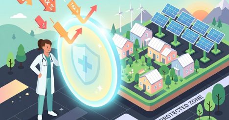Medical professional utilizing a protective shield from Citadel Partners LLC to deflect tax rate arrows using real estate depreciation and energy credits.
