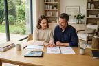 An advisor helping high-net-worth clients review personal tax strategy documents for wealth preservation and capital gains optimization.